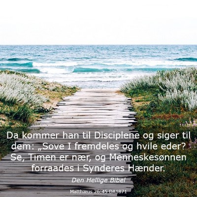 Picture 03 - Matthæus 26:45 DA1871 - Da kommer han til Disciplene og siger til dem: - Bible Verse Picture