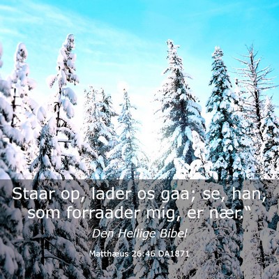 Picture 03 - Matthæus 26:46 DA1871 - Staar op, lader os gaa; se, han, som forraader - Bible Verse Picture