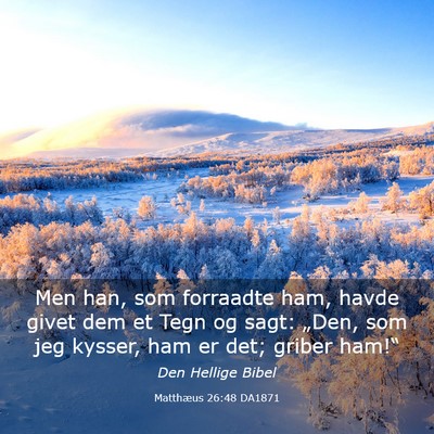 Picture 03 - Matthæus 26:48 DA1871 - Men han, som forraadte ham, havde givet dem et - Bible Verse Picture