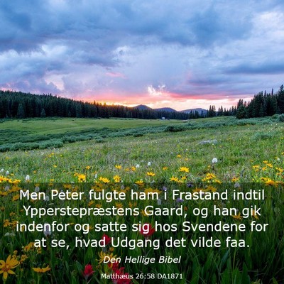 Picture 03 - Matthæus 26:58 DA1871 - Men Peter fulgte ham i Frastand indtil - Bible Verse Picture