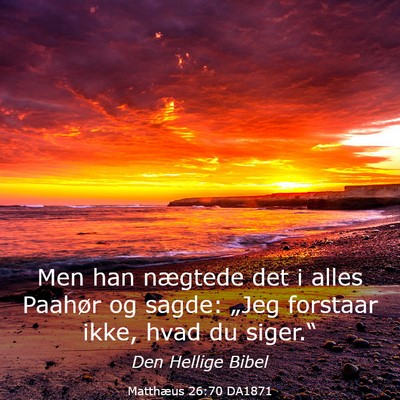 Picture 03 - Matthæus 26:70 DA1871 - Men han nægtede det i alles Paahør og sagde: - Bible Verse Picture