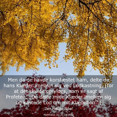 Picture 03 - Matthæus 27:35 DA1871 - Men da de havde korsfæstet ham, delte de hans - Bible Verse Picture