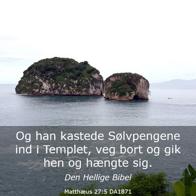 Picture 03 - Matthæus 27:5 DA1871 - Og han kastede Sølvpengene ind i Templet, veg - Bible Verse Picture