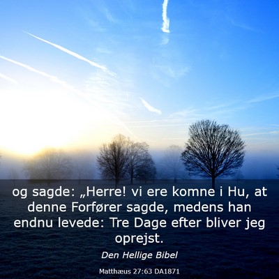 Picture 03 - Matthæus 27:63 DA1871 - og sagde: „Herre! vi ere komne i Hu, at denne - Bible Verse Picture