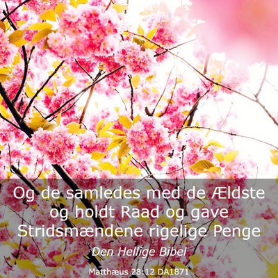 Picture 03 - Matthæus 28:12 DA1871 - Og de samledes med de Ældste og holdt Raad og - Bible Verse Picture
