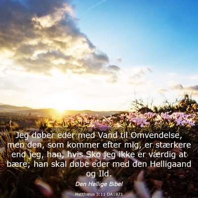 Picture 03 - Matthæus 3:11 DA1871 - Jeg døber eder med Vand til Omvendelse, men den, - Bible Verse Picture