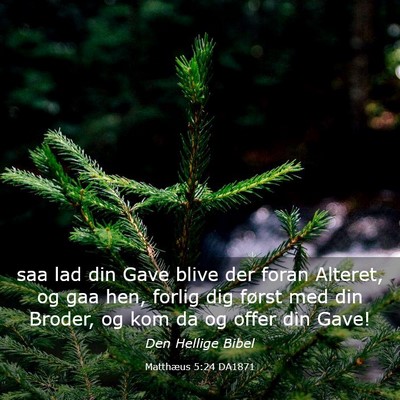 Picture 03 - Matthæus 5:24 DA1871 - saa lad din Gave blive der foran Alteret, og gaa - Bible Verse Picture