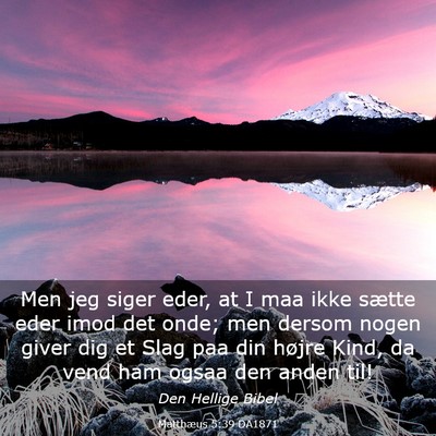 Picture 03 - Matthæus 5:39 DA1871 - Men jeg siger eder, at I maa ikke sætte eder - Bible Verse Picture