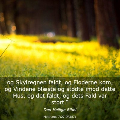Picture 03 - Matthæus 7:27 DA1871 - og Skylregnen faldt, og Floderne kom, og Vindene - Bible Verse Picture