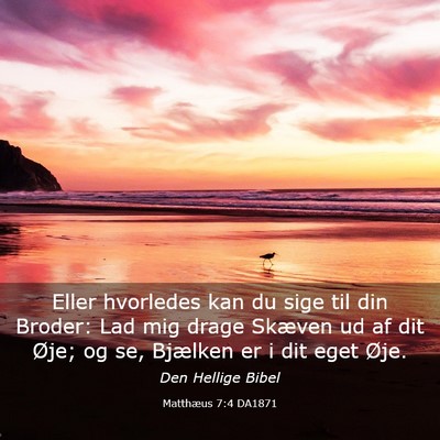 Picture 03 - Matthæus 7:4 DA1871 - Eller hvorledes kan du sige til din Broder: Lad - Bible Verse Picture