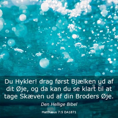 Picture 03 - Matthæus 7:5 DA1871 - Du Hykler! drag først Bjælken ud af dit Øje, - Bible Verse Picture