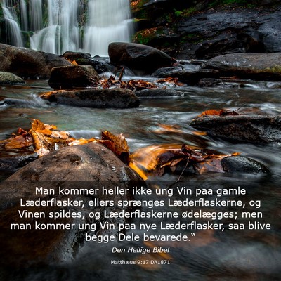 Picture 03 - Matthæus 9:17 DA1871 - Man kommer heller ikke ung Vin paa gamle - Bible Verse Picture