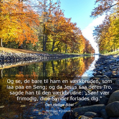 Picture 03 - Matthæus 9:2 DA1871 - Og se, de bare til ham en værkbruden, som laa - Bible Verse Picture