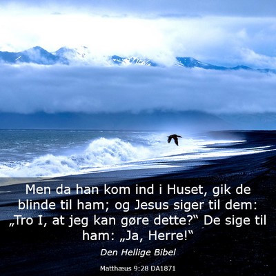 Picture 03 - Matthæus 9:28 DA1871 - Men da han kom ind i Huset, gik de blinde til - Bible Verse Picture