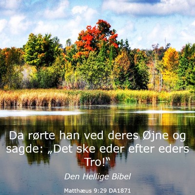 Picture 03 - Matthæus 9:29 DA1871 - Da rørte han ved deres Øjne og sagde: „Det - Bible Verse Picture