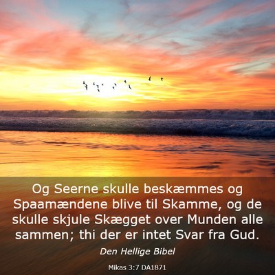Picture 03 - Mikas 3:7 DA1871 - Og Seerne skulle beskæmmes og Spaamændene blive - Bible Verse Picture