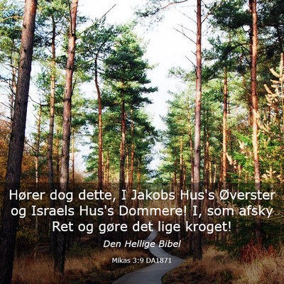 Picture 03 - Mikas 3:9 DA1871 - Hører dog dette, I Jakobs Hus's Øverster og - Bible Verse Picture