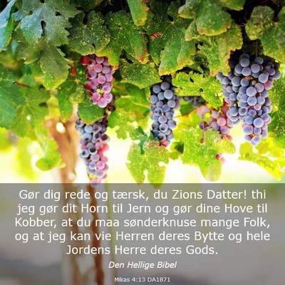Picture 03 - Mikas 4:13 DA1871 - Gør dig rede og tærsk, du Zions Datter! thi jeg - Bible Verse Picture