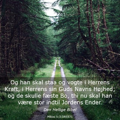 Picture 03 - Mikas 5:3 DA1871 - Og han skal staa og vogte i Herrens Kraft, i - Bible Verse Picture