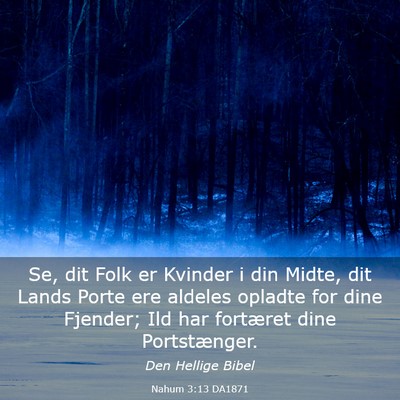 Picture 03 - Nahum 3:13 DA1871 - Se, dit Folk er Kvinder i din Midte, dit Lands - Bible Verse Picture