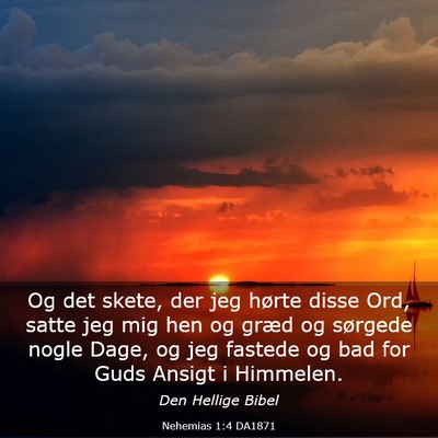 Picture 03 - Nehemias 1:4 DA1871 - Og det skete, der jeg hørte disse Ord, satte jeg - Bible Verse Picture