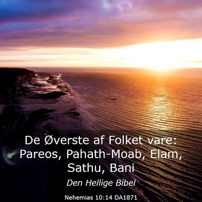 Picture 03 - Nehemias 10:14 DA1871 - De Øverste af Folket vare: Pareos, Pahath-Moab, - Bible Verse Picture