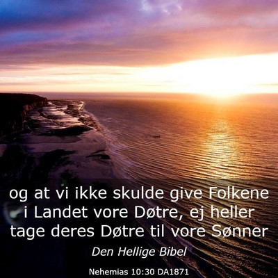 Picture 03 - Nehemias 10:30 DA1871 - og at vi ikke skulde give Folkene i Landet vore - Bible Verse Picture