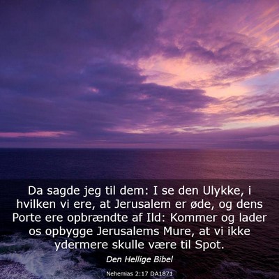 Picture 03 - Nehemias 2:17 DA1871 - Da sagde jeg til dem: I se den Ulykke, i hvilken - Bible Verse Picture
