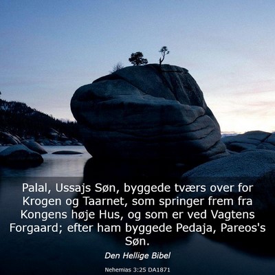 Picture 03 - Nehemias 3:25 DA1871 - Palal, Ussajs Søn, byggede tværs over for - Bible Verse Picture