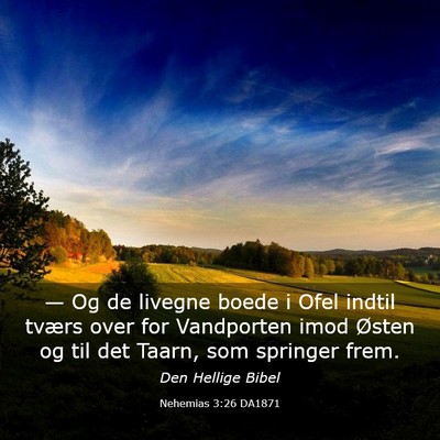 Picture 03 - Nehemias 3:26 DA1871 - — Og de livegne boede i Ofel indtil tværs over - Bible Verse Picture