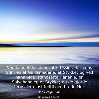 Picture 03 - Nehemias 3:8 DA1871 - Ved hans Side istandsatte Ussiel, Harhajas Søn, - Bible Verse Picture