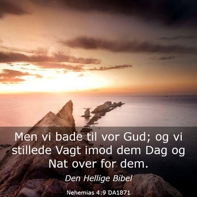 Picture 03 - Nehemias 4:9 DA1871 - Men vi bade til vor Gud; og vi stillede Vagt imod - Bible Verse Picture