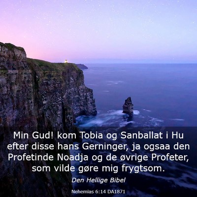 Picture 03 - Nehemias 6:14 DA1871 - Min Gud! kom Tobia og Sanballat i Hu efter disse - Bible Verse Picture