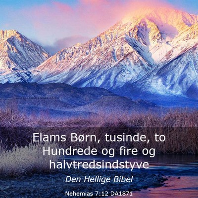 Picture 03 - Nehemias 7:12 DA1871 - Elams Børn, tusinde, to Hundrede og fire og - Bible Verse Picture