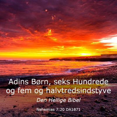 Picture 03 - Nehemias 7:20 DA1871 - Adins Børn, seks Hundrede og fem og - Bible Verse Picture
