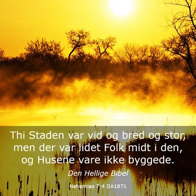Picture 03 - Nehemias 7:4 DA1871 - Thi Staden var vid og bred og stor, men der var - Bible Verse Picture