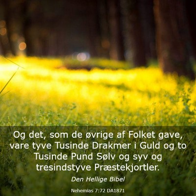 Picture 03 - Nehemias 7:72 DA1871 - Og det, som de øvrige af Folket gave, vare tyve - Bible Verse Picture