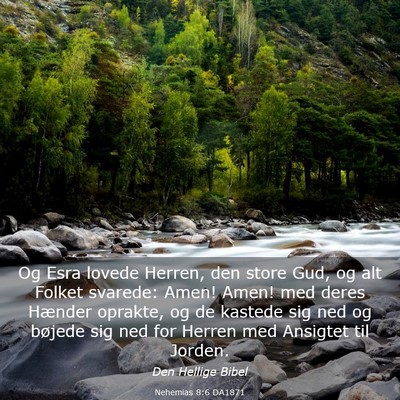 Picture 03 - Nehemias 8:6 DA1871 - Og Esra lovede Herren, den store Gud, og alt - Bible Verse Picture