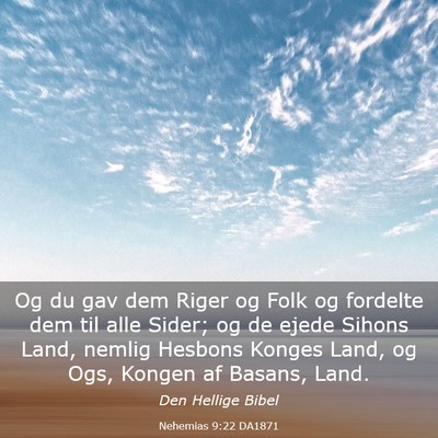 Picture 03 - Nehemias 9:22 DA1871 - Og du gav dem Riger og Folk og fordelte dem til - Bible Verse Picture