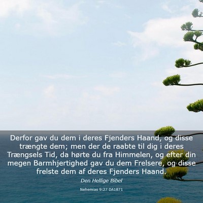 Picture 03 - Nehemias 9:27 DA1871 - Derfor gav du dem i deres Fjenders Haand, og - Bible Verse Picture
