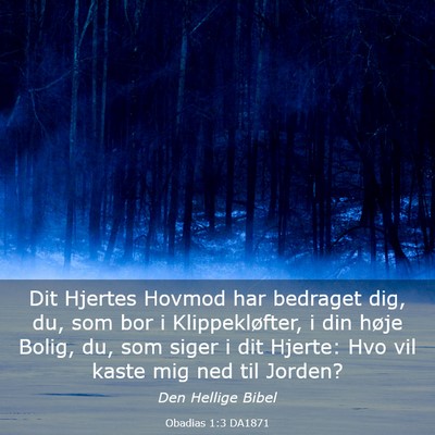 Picture 03 - Obadias 1:3 DA1871 - Dit Hjertes Hovmod har bedraget dig, du, som bor - Bible Verse Picture