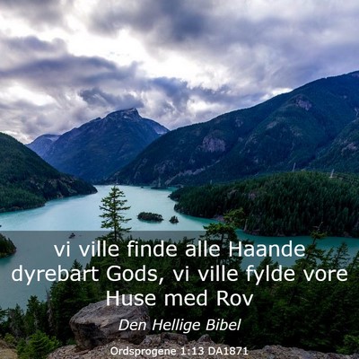 Picture 03 - Ordsprogene 1:13 DA1871 - vi ville finde alle Haande dyrebart Gods, vi - Bible Verse Picture
