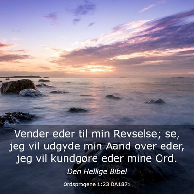 Picture 03 - Ordsprogene 1:23 DA1871 - Vender eder til min Revselse; se, jeg vil udgyde - Bible Verse Picture