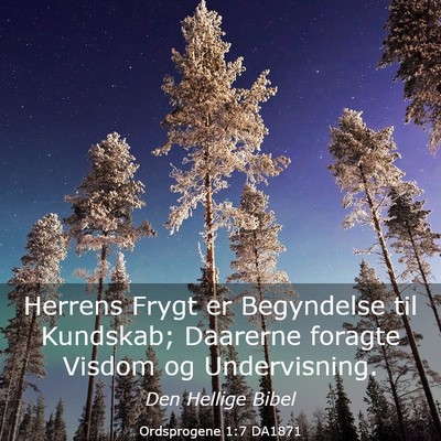 Picture 03 - Ordsprogene 1:7 DA1871 - Herrens Frygt er Begyndelse til Kundskab; - Bible Verse Picture