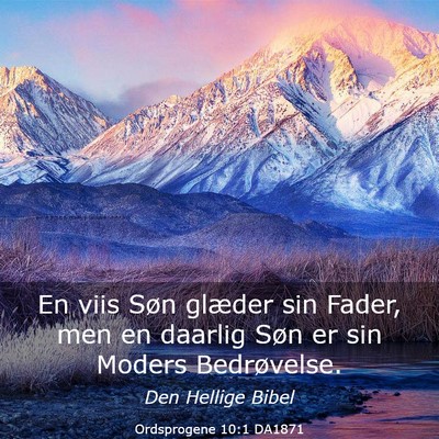 Picture 03 - Ordsprogene 10:1 DA1871 - En viis Søn glæder sin Fader, men en daarlig - Bible Verse Picture