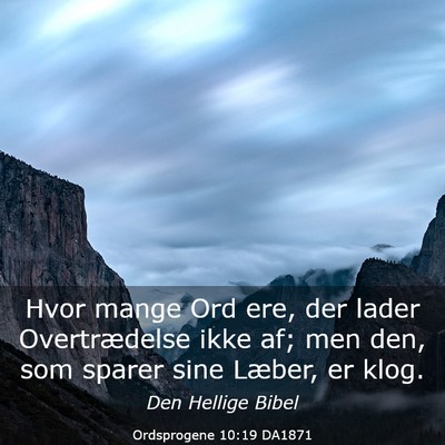 Picture 03 - Ordsprogene 10:19 DA1871 - Hvor mange Ord ere, der lader Overtrædelse ikke - Bible Verse Picture