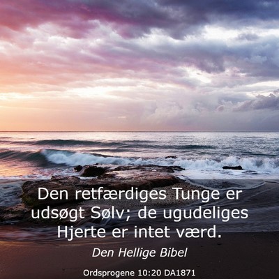 Picture 03 - Ordsprogene 10:20 DA1871 - Den retfærdiges Tunge er udsøgt Sølv; de - Bible Verse Picture