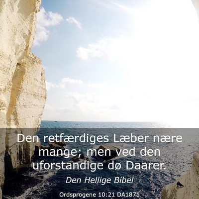 Picture 03 - Ordsprogene 10:21 DA1871 - Den retfærdiges Læber nære mange; men ved den - Bible Verse Picture