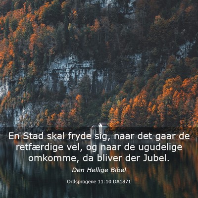 Picture 03 - Ordsprogene 11:10 DA1871 - En Stad skal fryde sig, naar det gaar de - Bible Verse Picture