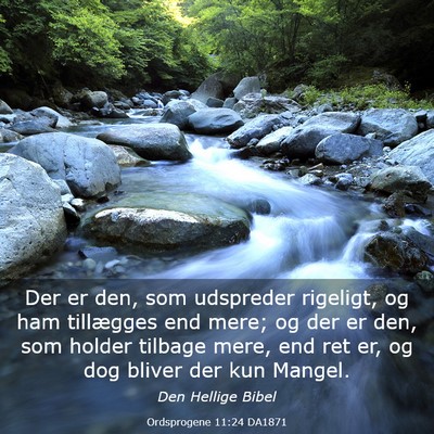 Picture 03 - Ordsprogene 11:24 DA1871 - Der er den, som udspreder rigeligt, og ham - Bible Verse Picture